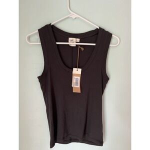 WHITE CLOUD BUCKLE SMALL RIBBED Black TANK TOP S NWT